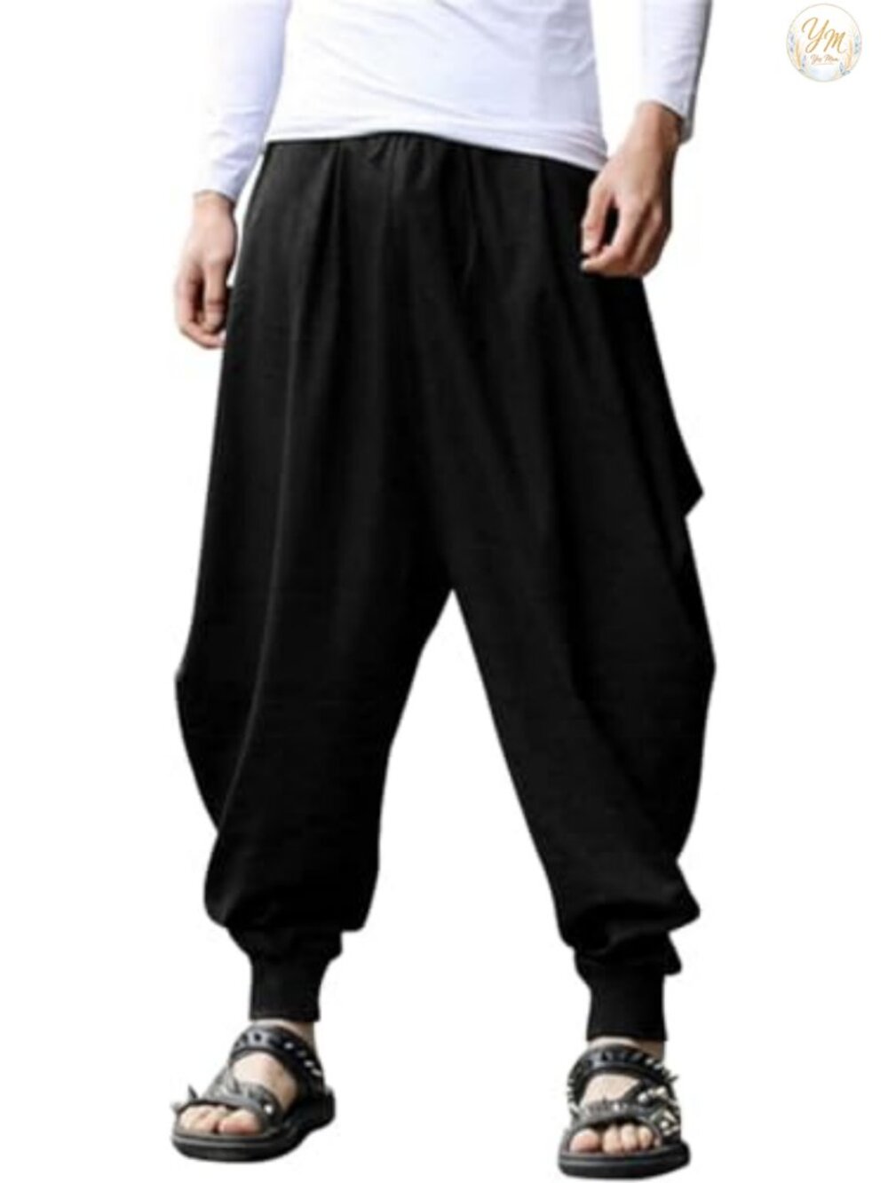 Men's Hippie Harem Pants Cotton Baggy Boho Yoga Beach Casual Drop Crotch